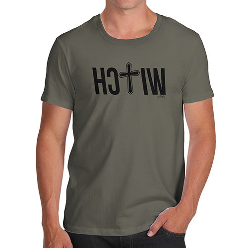 Funny T Shirts For Dad Witch Cross Men's T-Shirt X-Large Khaki