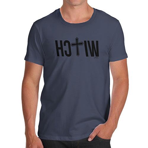 Funny T-Shirts For Guys Witch Cross Men's T-Shirt X-Large Navy