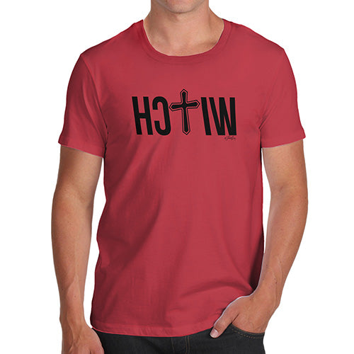 Novelty T Shirts For Dad Witch Cross Men's T-Shirt Small Red