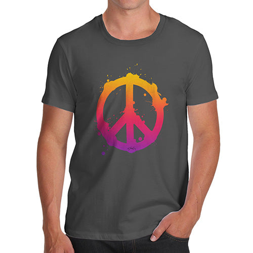 Funny Tee For Men Peace Sign Splats Men's T-Shirt Small Dark Grey