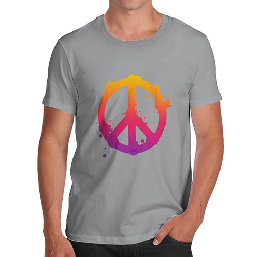Funny Mens T Shirts Peace Sign Splats Men's T-Shirt Small Light Grey