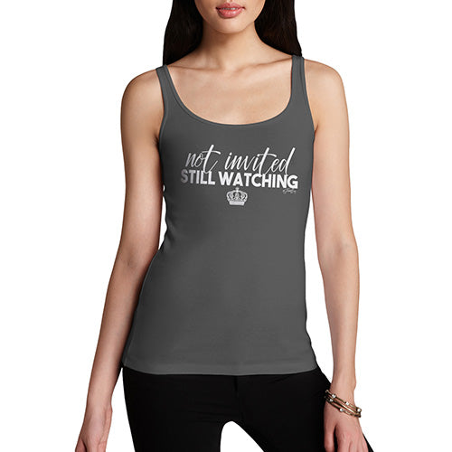 Novelty Tank Top Christmas Royal Wedding Not Invited Still Watching Women's Tank Top Medium Dark Grey