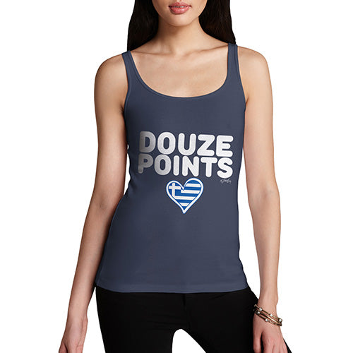 Adult Humor Novelty Graphic Sarcasm Funny Tank Top Douze Points Greece Women's Tank Top Medium Navy