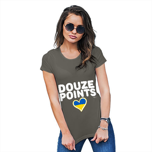 Novelty T Shirt Christmas Douze Points Ukraine Women's T-Shirt X-Large Khaki