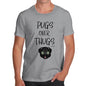 Funny T Shirts For Dad Pugs Over Thugs Men's T-Shirt Medium Light Grey