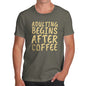 Funny Mens T Shirts Adulting Begins After Coffee Men's T-Shirt X-Large Khaki