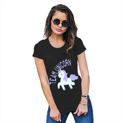 Funny T-Shirts For Women Team Unicorn Women's T-Shirt Small Black