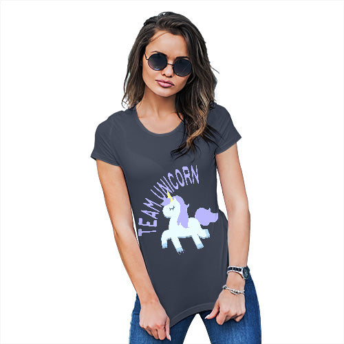 Womens Funny Tshirts Team Unicorn Women's T-Shirt Medium Navy