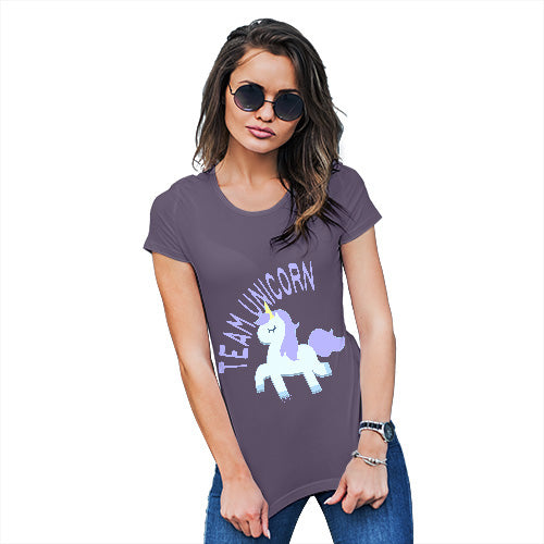 Funny Tshirts For Women Team Unicorn Women's T-Shirt X-Large Plum