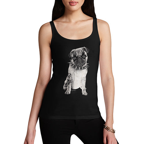 Funny Tank Top For Women Punk Pug Women's Tank Top Large Black