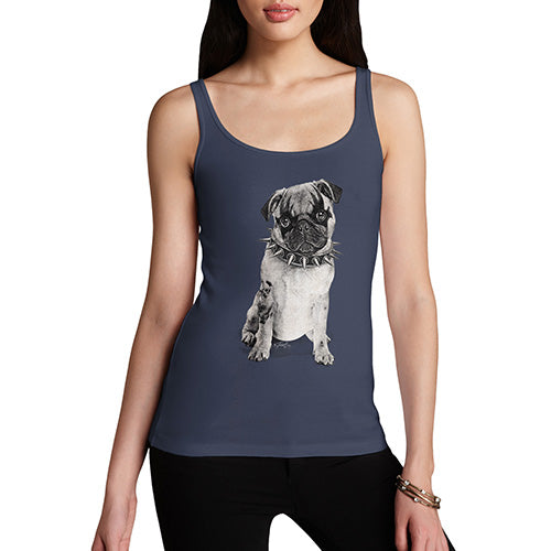 Womens Novelty Tank Top Punk Pug Women's Tank Top Medium Navy