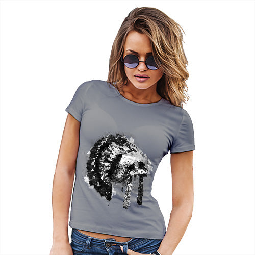 Womens Humor Novelty Graphic Funny T Shirt Native American Headdress Women's T-Shirt Large Light Grey