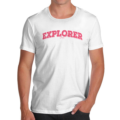 Novelty Tshirts Men Explorer Men's T-Shirt Medium White