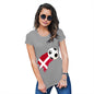Womens Funny Tshirts Denmark Football Soccer Flag Paint Splat Women's T-Shirt Large Light Grey