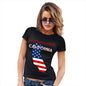 Funny T Shirts For Women Greetings From California USA Flag Women's T-Shirt Small Black