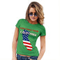 Funny T Shirts For Mom Greetings From California USA Flag Women's T-Shirt Small Green