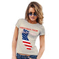 Funny T-Shirts For Women Greetings From California USA Flag Women's T-Shirt X-Large Natural
