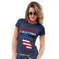 Funny T Shirts For Mum Greetings From California USA Flag Women's T-Shirt Large Navy