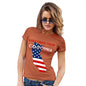 Womens Funny Tshirts Greetings From California USA Flag Women's T-Shirt Small Orange