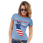 Funny Tee Shirts For Women Greetings From California USA Flag Women's T-Shirt X-Large Sky Blue