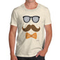 Funny Mens T Shirts Glasses Moustache Bowtie Men's T-Shirt X-Large Natural