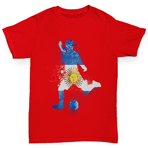 Boys Funny Tshirts Football Soccer Silhouette Argentina Boy's T-Shirt Age 3-4 Red