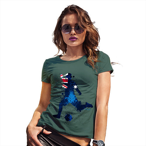 Funny T Shirts For Mum Football Soccer Silhouette Australia Women's T-Shirt Small Bottle Green