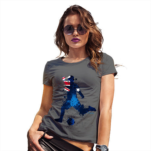 Funny Gifts For Women Football Soccer Silhouette Australia Women's T-Shirt Small Dark Grey