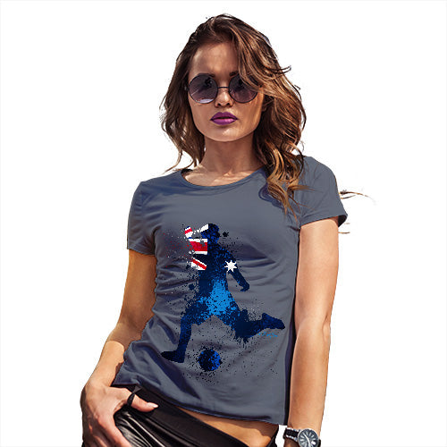 Womens Funny Sarcasm T Shirt Football Soccer Silhouette Australia Women's T-Shirt Large Navy