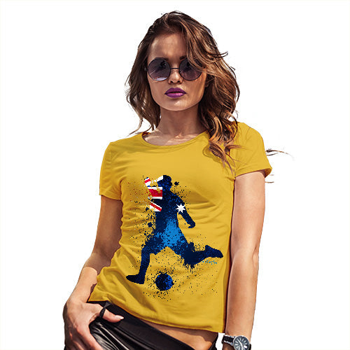 Funny T Shirts For Mum Football Soccer Silhouette Australia Women's T-Shirt X-Large Yellow