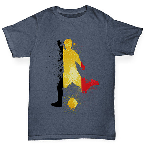 Boys novelty tees Football Soccer Silhouette Belgium Boy's T-Shirt Age 3-4 Dark Grey
