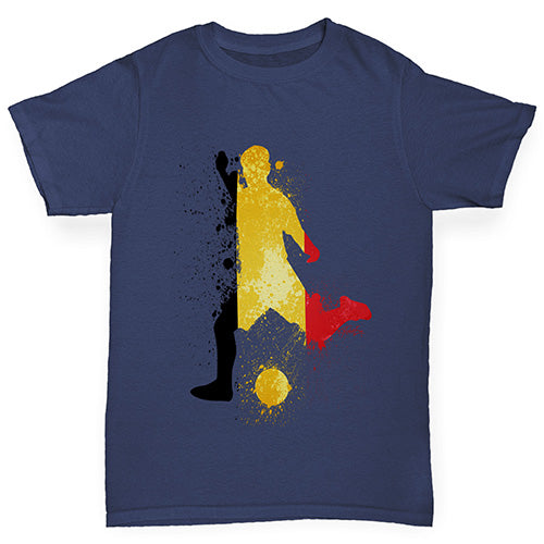 Boys Funny Tshirts Football Soccer Silhouette Belgium Boy's T-Shirt Age 9-11 Navy