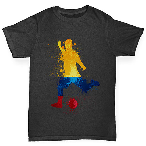 Boys Funny T Shirt Football Soccer Silhouette Colombia Boy's T-Shirt Age 7-8 Black