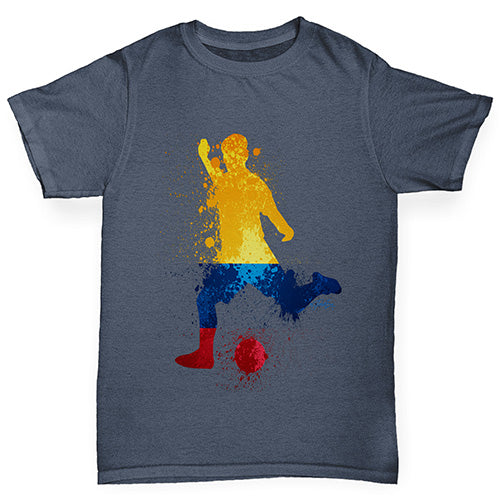 Novelty Tees For Boys Football Soccer Silhouette Colombia Boy's T-Shirt Age 3-4 Dark Grey