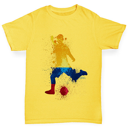 Novelty Tees For Boys Football Soccer Silhouette Colombia Boy's T-Shirt Age 12-14 Yellow