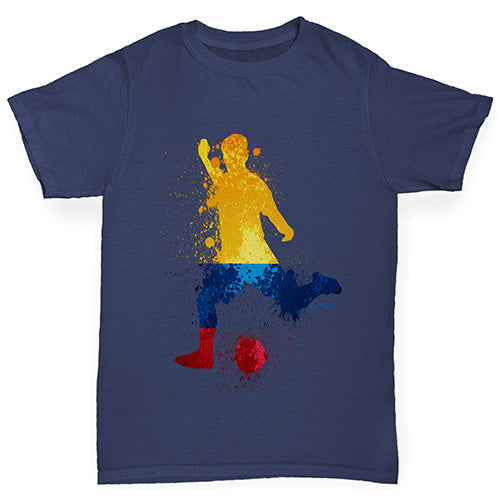 Girls Funny T Shirt Football Soccer Silhouette Colombia Girl's T-Shirt Age 7-8 Navy