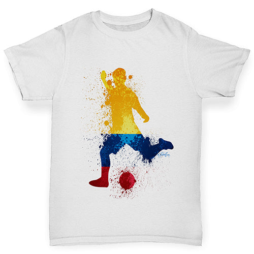 funny t shirts for girls Football Soccer Silhouette Colombia Girl's T-Shirt Age 12-14 White