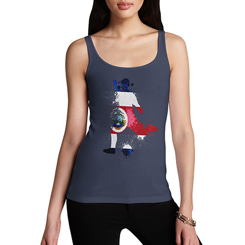 Novelty Tank Top Women Football Soccer Silhouette Costa Rica Women's Tank Top Large Navy