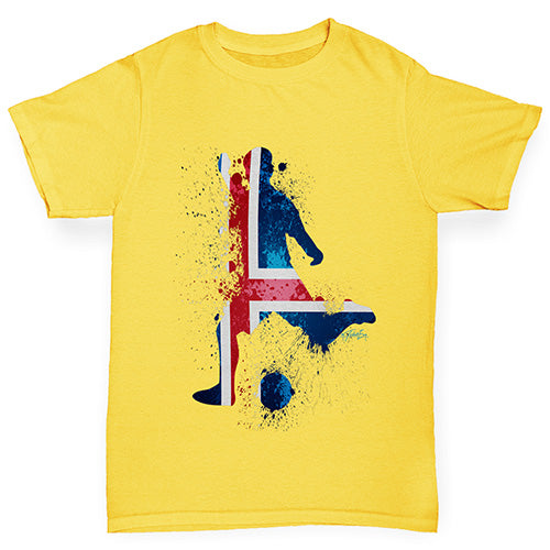 Girls Funny T Shirt Football Soccer Silhouette Iceland Girl's T-Shirt Age 9-11 Yellow