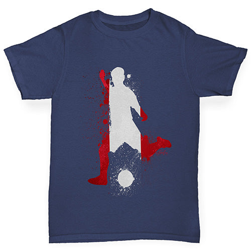 Kids Funny Tshirts Football Soccer Silhouette Peru Boy's T-Shirt Age 9-11 Navy