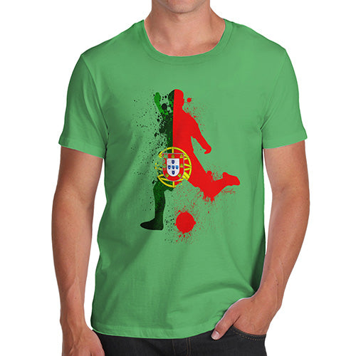 Novelty Tshirts Men Funny Football Soccer Silhouette Portugal Men's T-Shirt Small Green