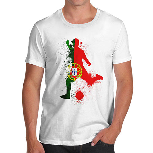 Novelty Tshirts Men Funny Football Soccer Silhouette Portugal Men's T-Shirt X-Large White