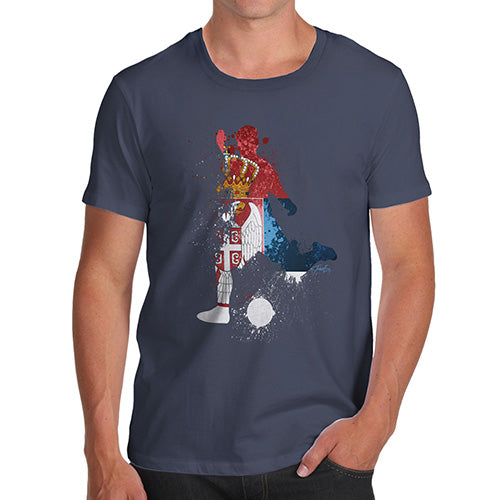 Funny T-Shirts For Men Sarcasm Football Soccer Silhouette Serbia Men's T-Shirt X-Large Navy