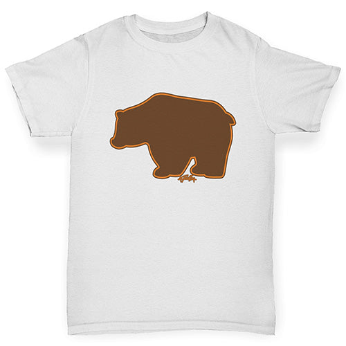 Kids Funny Tshirts Grizzly Bear Silhouette Boy's T-Shirt Age 7-8 White