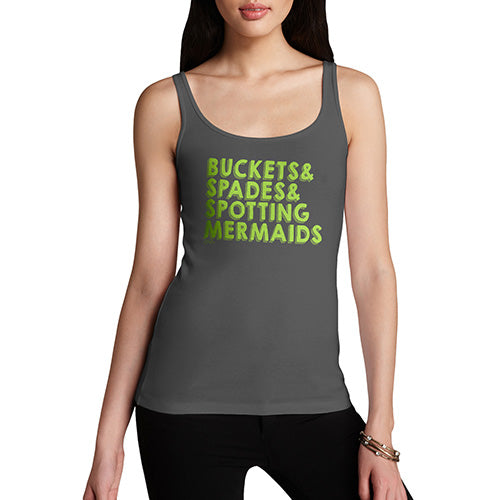 Novelty Tank Top Women Buckets Spades Spotting Mermaids Women's Tank Top Large Dark Grey