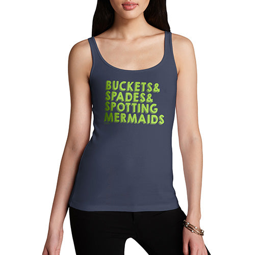 Womens Novelty Tank Top Buckets Spades Spotting Mermaids Women's Tank Top X-Large Navy