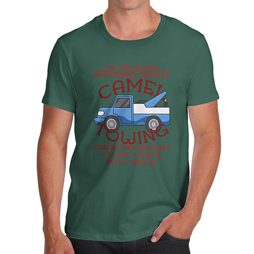 Funny Mens T Shirts Camel Towing Men's T-Shirt X-Large Bottle Green