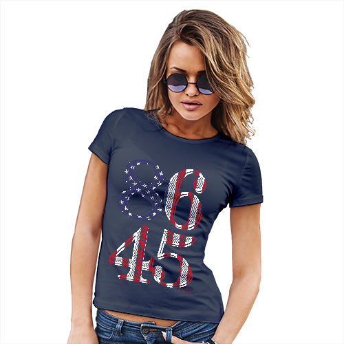 Funny Tshirts For Women Eighty Six Forty Five Women's T-Shirt Large Navy