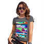 Novelty Tshirts Women Neon Beach Cutouts Women's T-Shirt Large Dark Grey