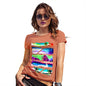 Womens Funny T Shirts Neon Beach Cutouts Women's T-Shirt Small Orange